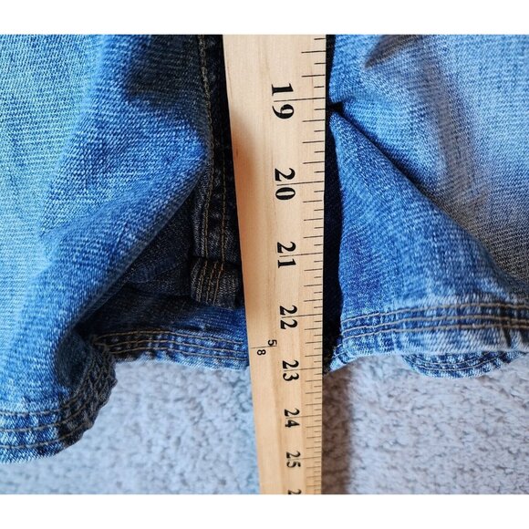 Vtg No Boundaries Women's Overall Shorts Stretch Blue Denim Raver Y2K Sz Medium - Picture 9 of 16